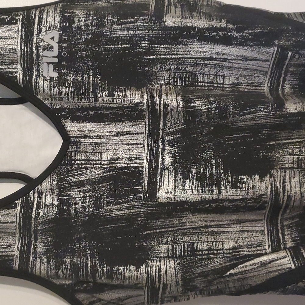 Fila women's M black & silver activewear tank top - Picture 2 of 7